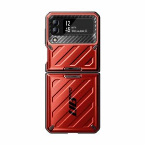 Samsung | Galaxy Z Flip4 Unicorn Beetle PRO Rugged Case with Belt Clip-Metallic Red Phone Cases Metallic Red