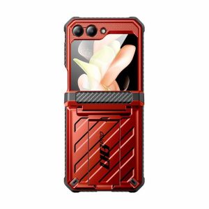 Samsung | Galaxy Z Flip5 Unicorn Beetle PRO Rugged Case with Belt Clip-Metallic Red Phone Cases Metallic Red